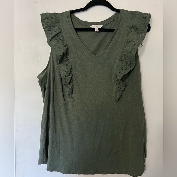 Terra & Sky Ruffled V-Neck Top - Picture 1 of 2